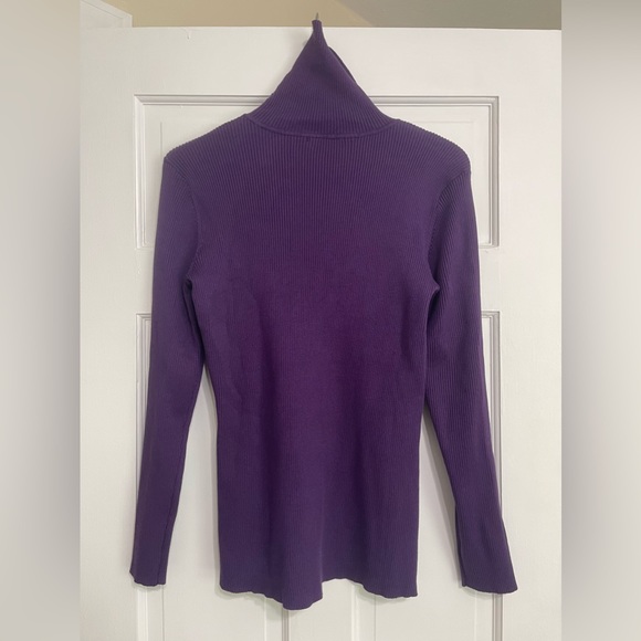 New York & Company purple turtleneck with button details - Picture 3 of 4